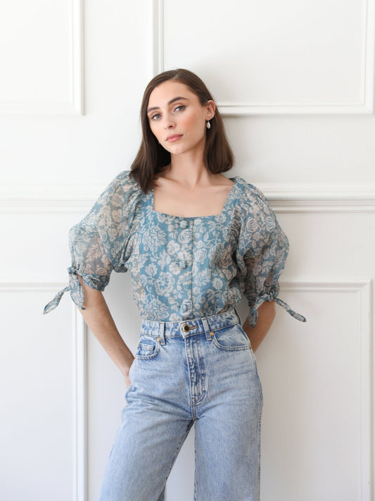 Evelyn Top in Blue Mist