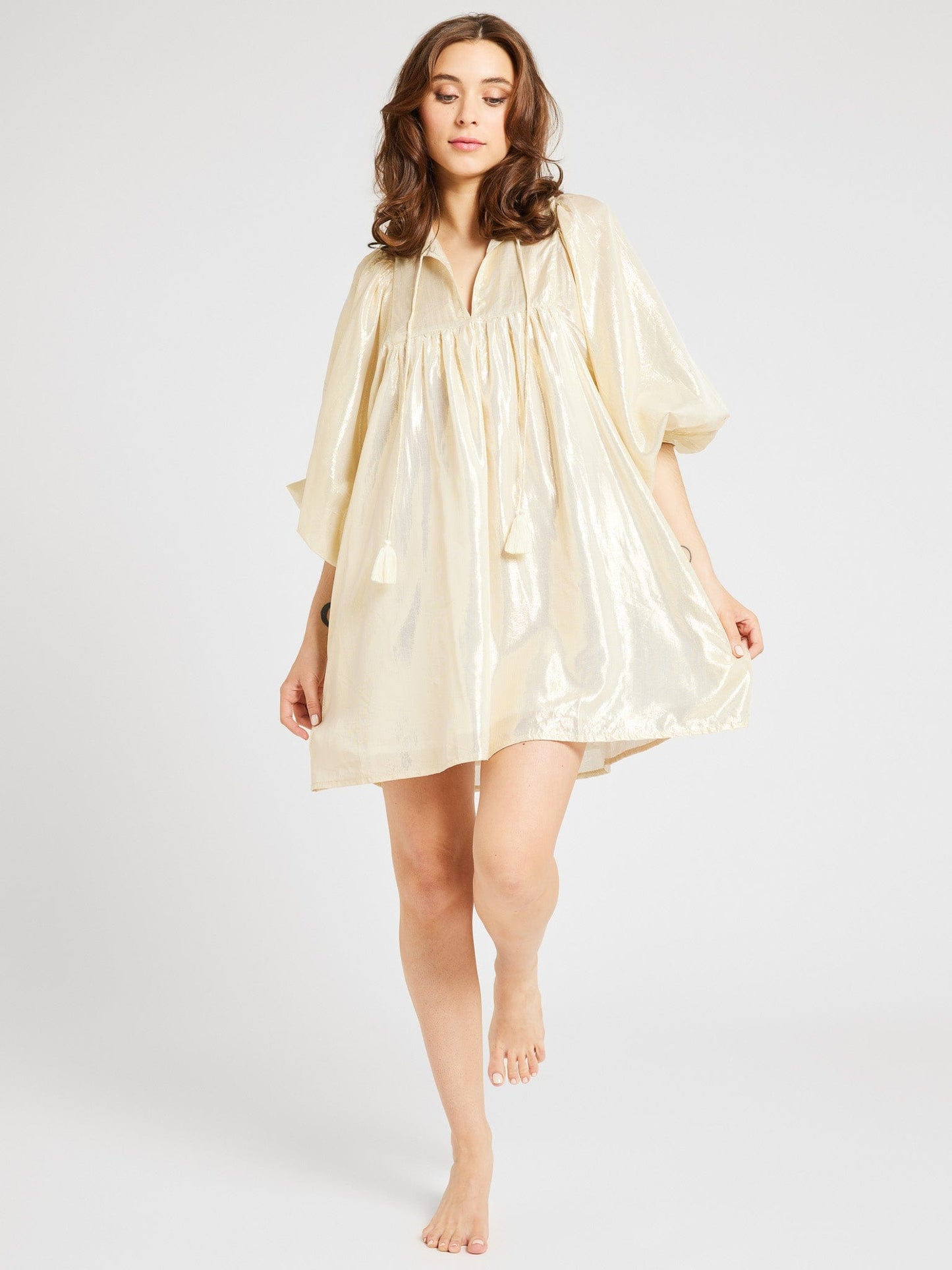 Daisy Dress in Gold Lamé