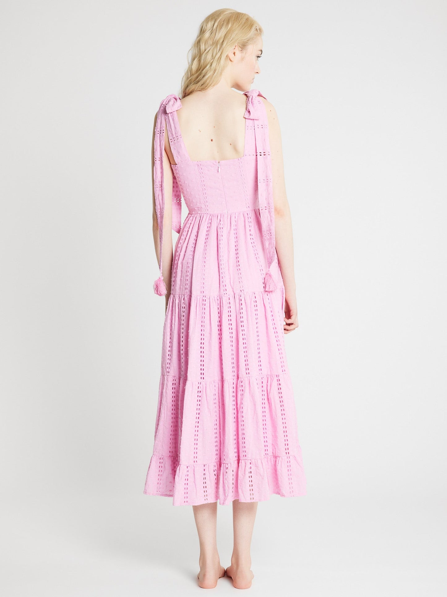 Daphne Dress in Bubblegum Polka Dot Eyelet